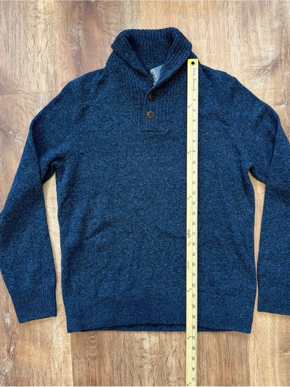 J. Crew Shawl Neck Sweater Mens M Lambs Wool Pullover Blue Knit Outdoor Fall